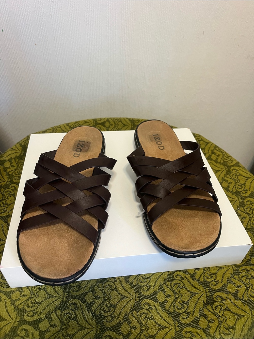 Izod Brown Strappy Slide Sandals